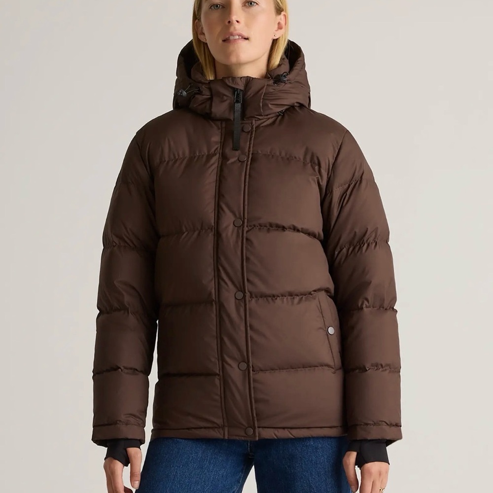Quince Chocolate Brown Puffer Jacket Size Medium 949